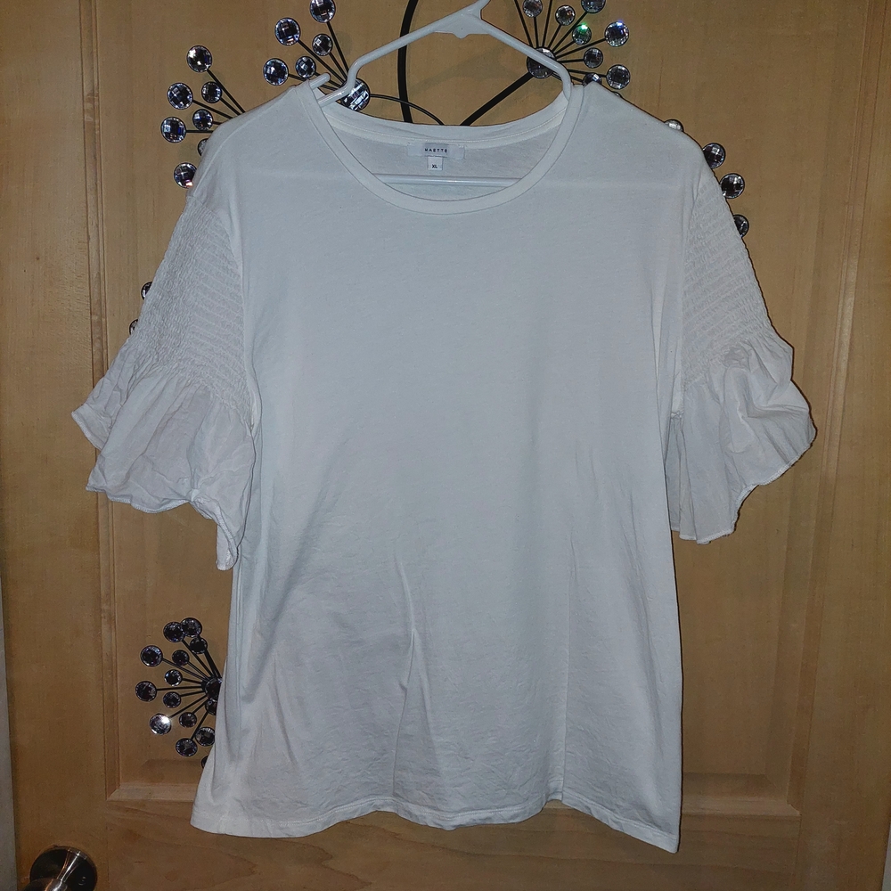 White Ruffled Sleeve Top